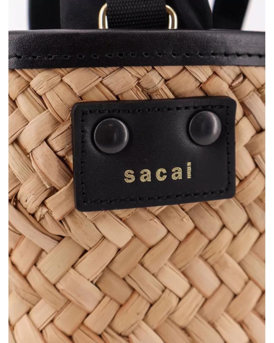 Sacai Multicolor Raffia And Leather Shoulder Bag