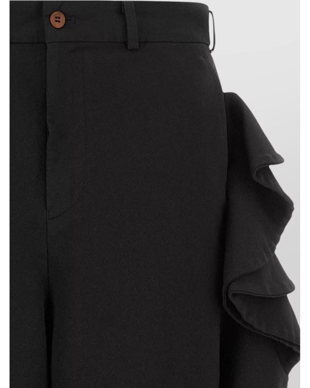 Comme des Garçons Black Wide-Leg Ruffled Cropped Trousers for men