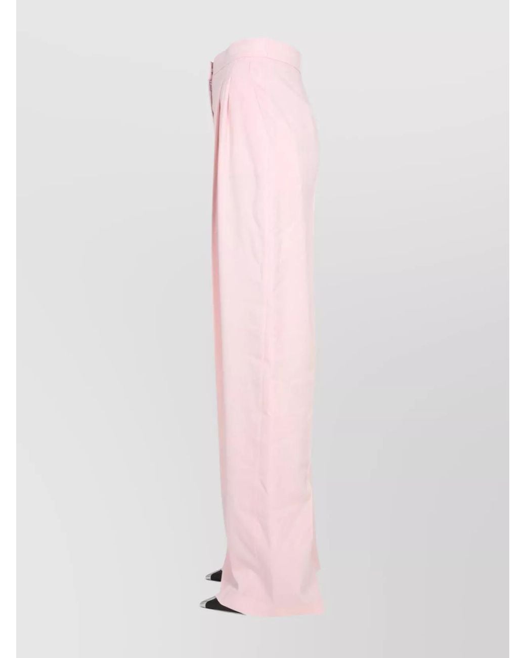 McQueen Pink Wool Wide-Leg Trousers
