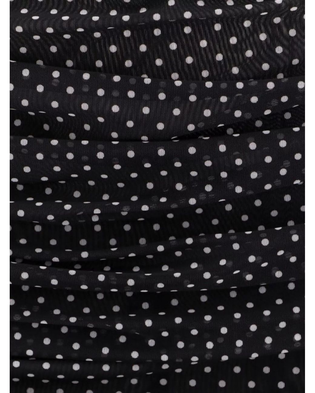 Dolce & Gabbana Black Polka-Dot Draped V-Neck Maxi Dress