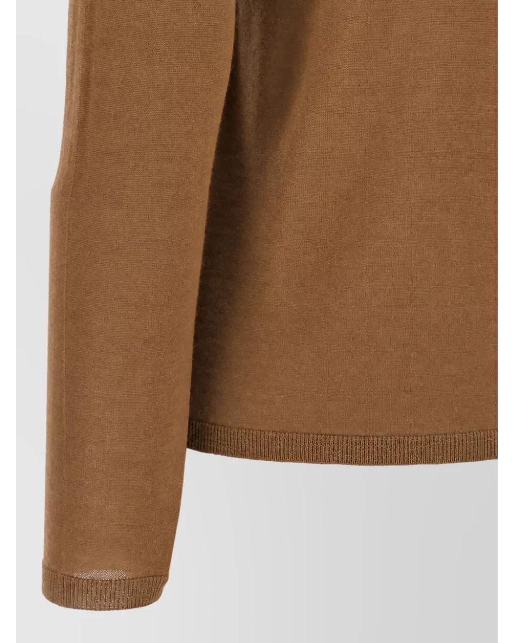 Max Mara Brown Wool Ribbed Turtleneck Sweater