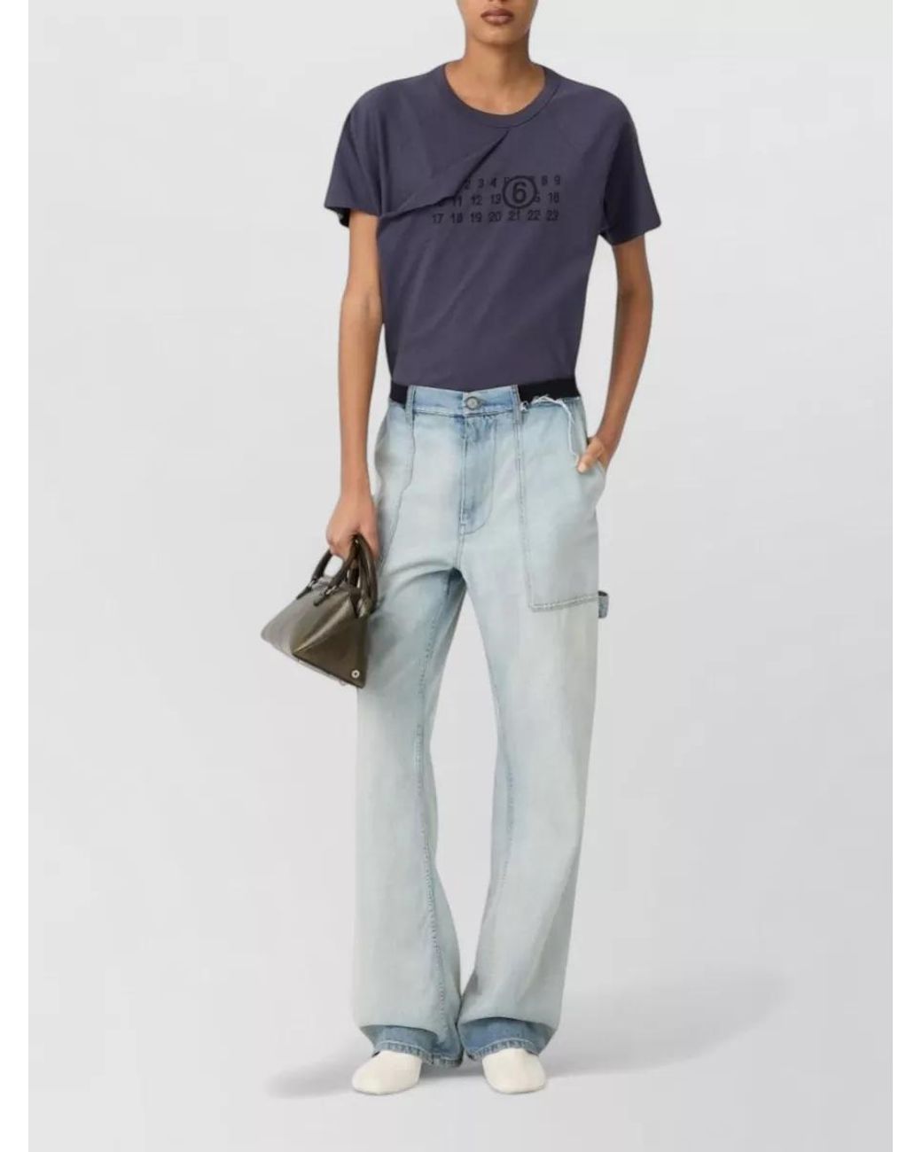 MM6 by Maison Margiela Blue High-Rise Wide-Leg Denim Jeans