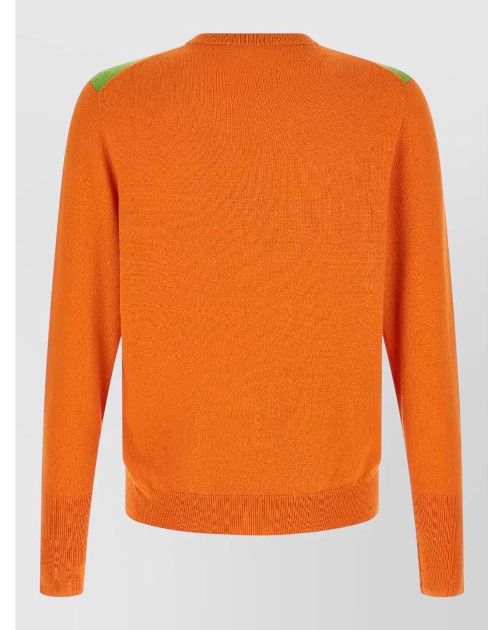 Ballantyne Orange Cashmere Diamond Intarsia Crew Neck Sweater for men