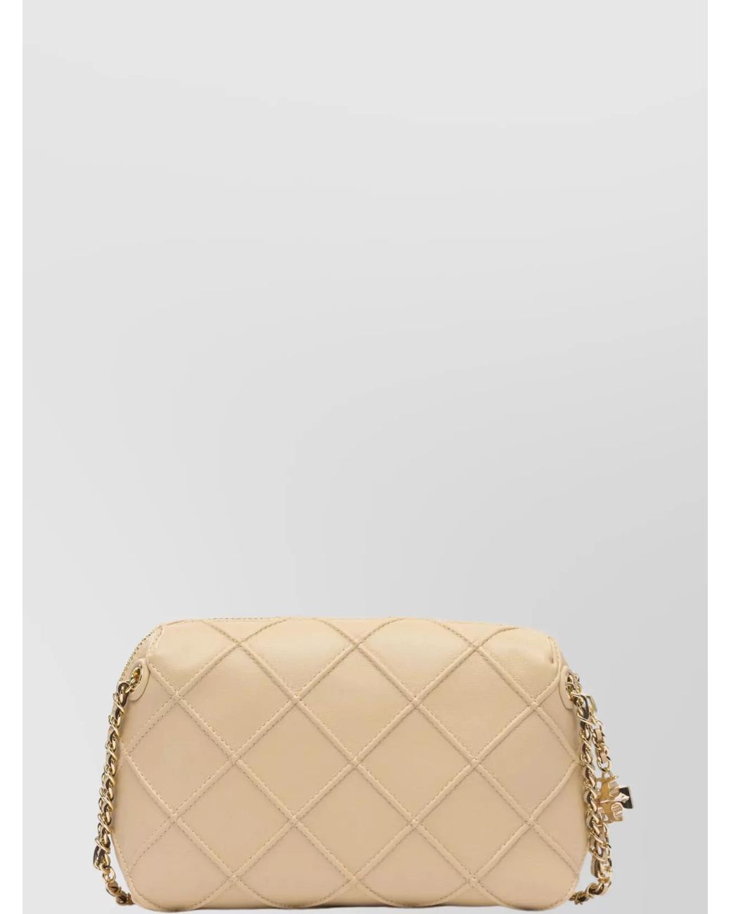 Tory Burch Natural Fleming Small Leather Quilted Crossbody Bag