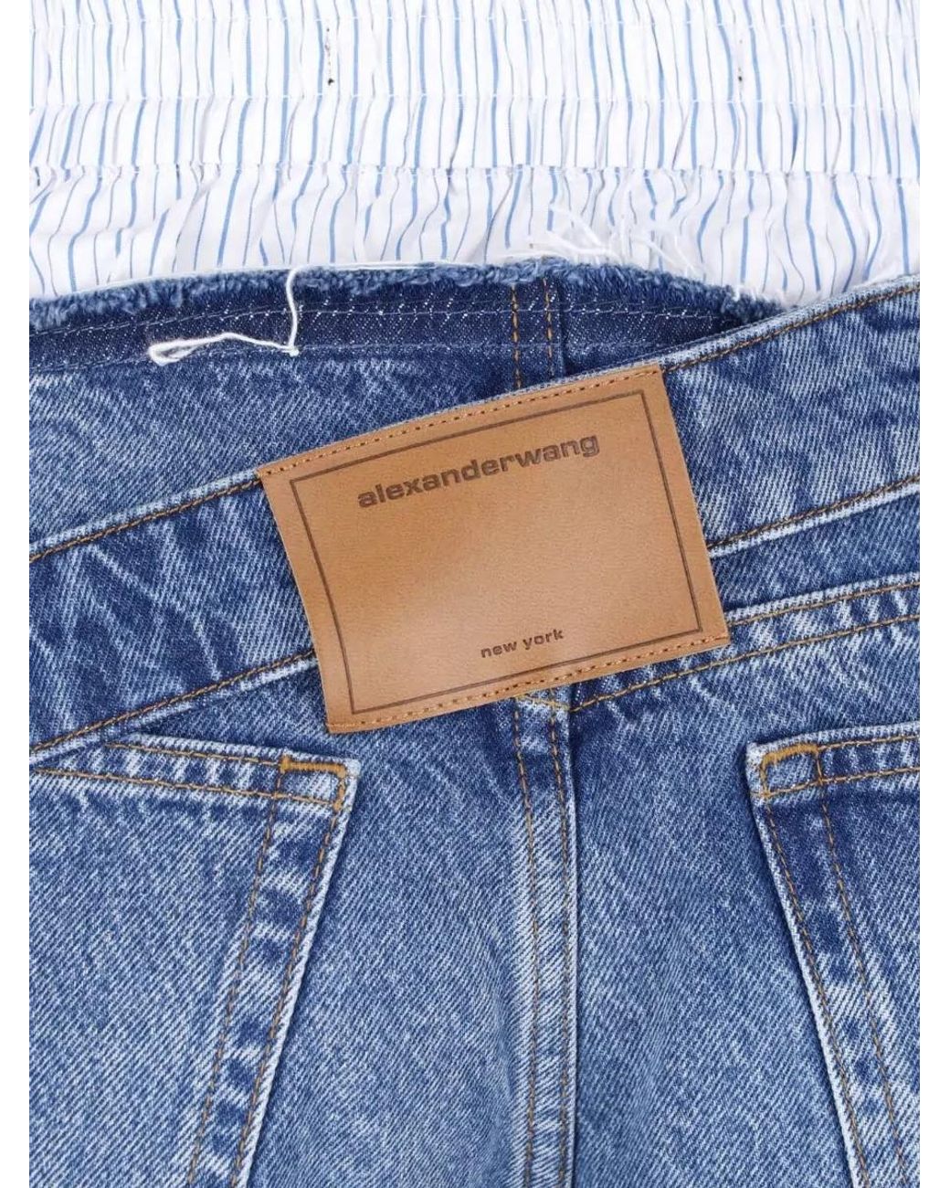 Alexander Wang Blue Denim Mid-Rise Short Shorts