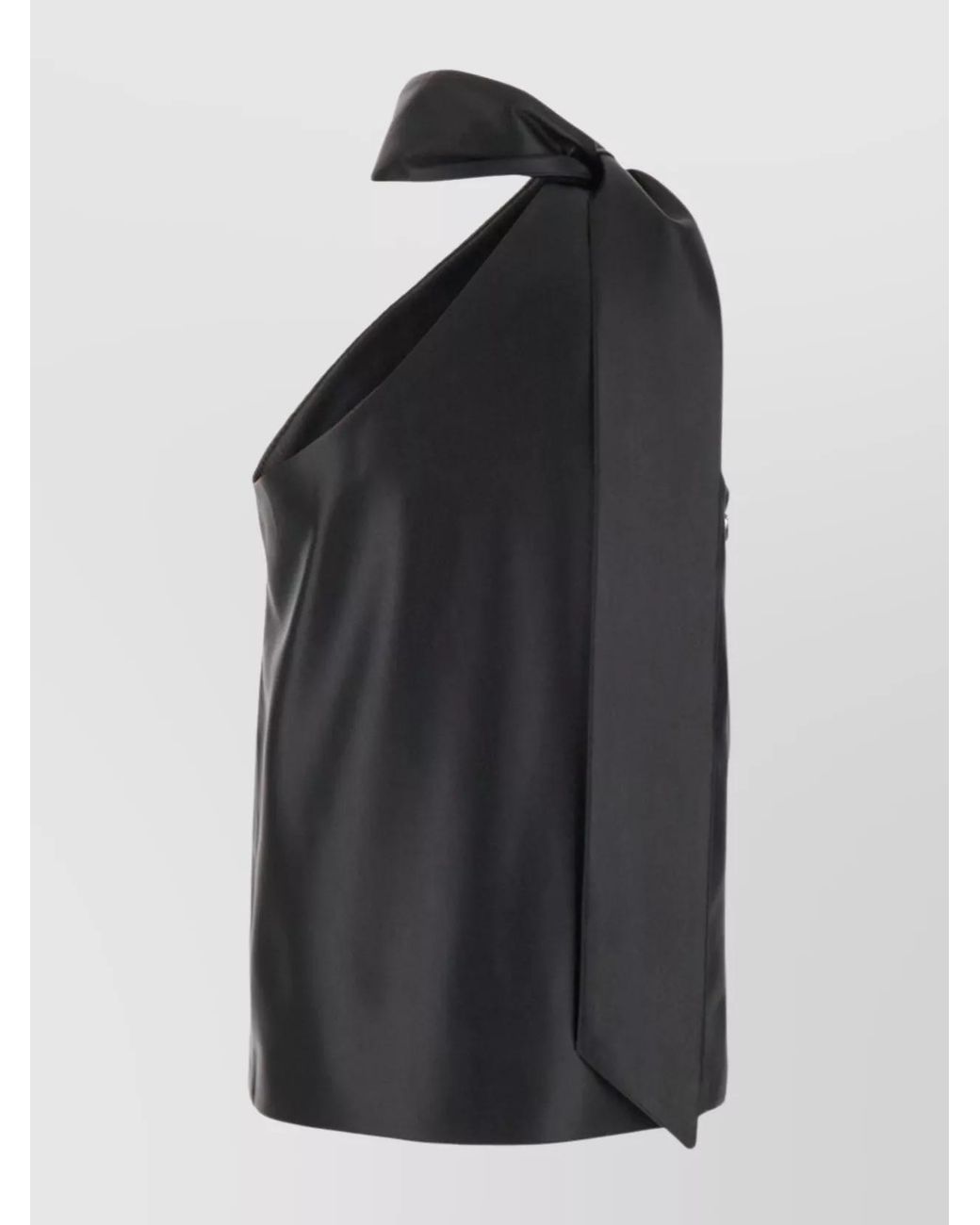Stella McCartney Black Leather One-Shoulder Top
