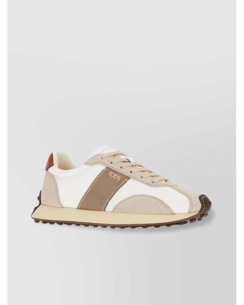 Tod's Natural Leather And Fabric Low-Top Sneakers
