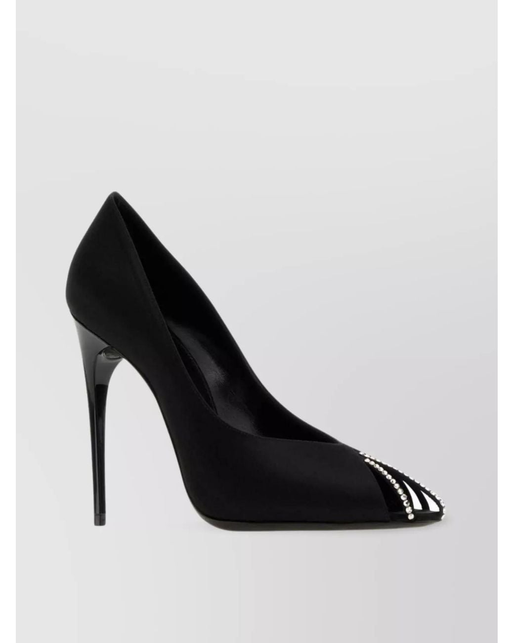 Saint Laurent Black Crystal Peep Toe Stiletto Pumps