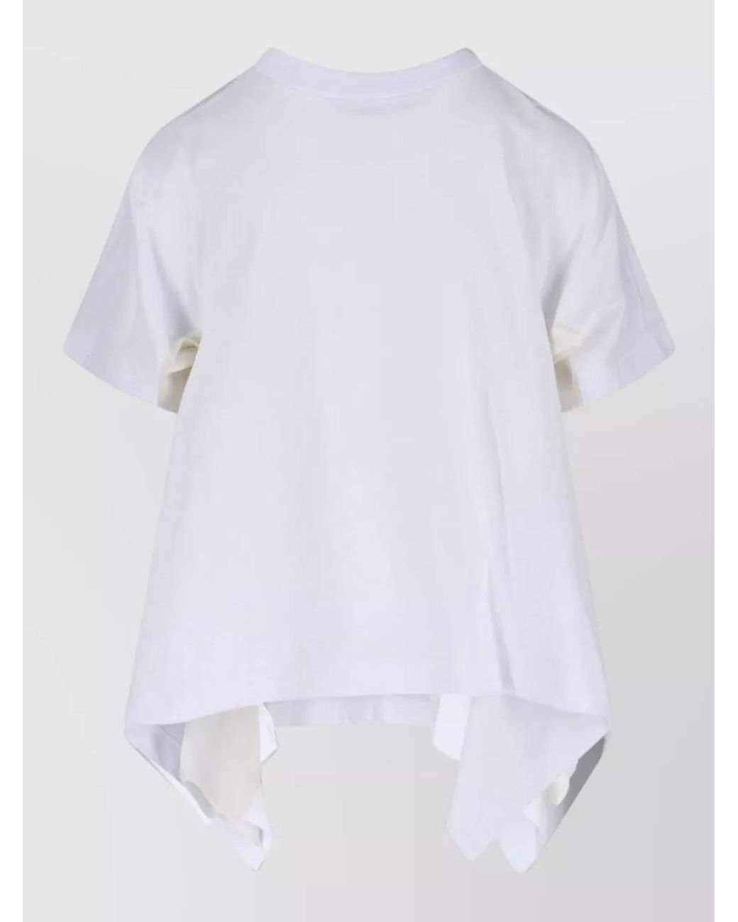 Sacai White Cotton Draped Panelled Asymmetric T-Shirt