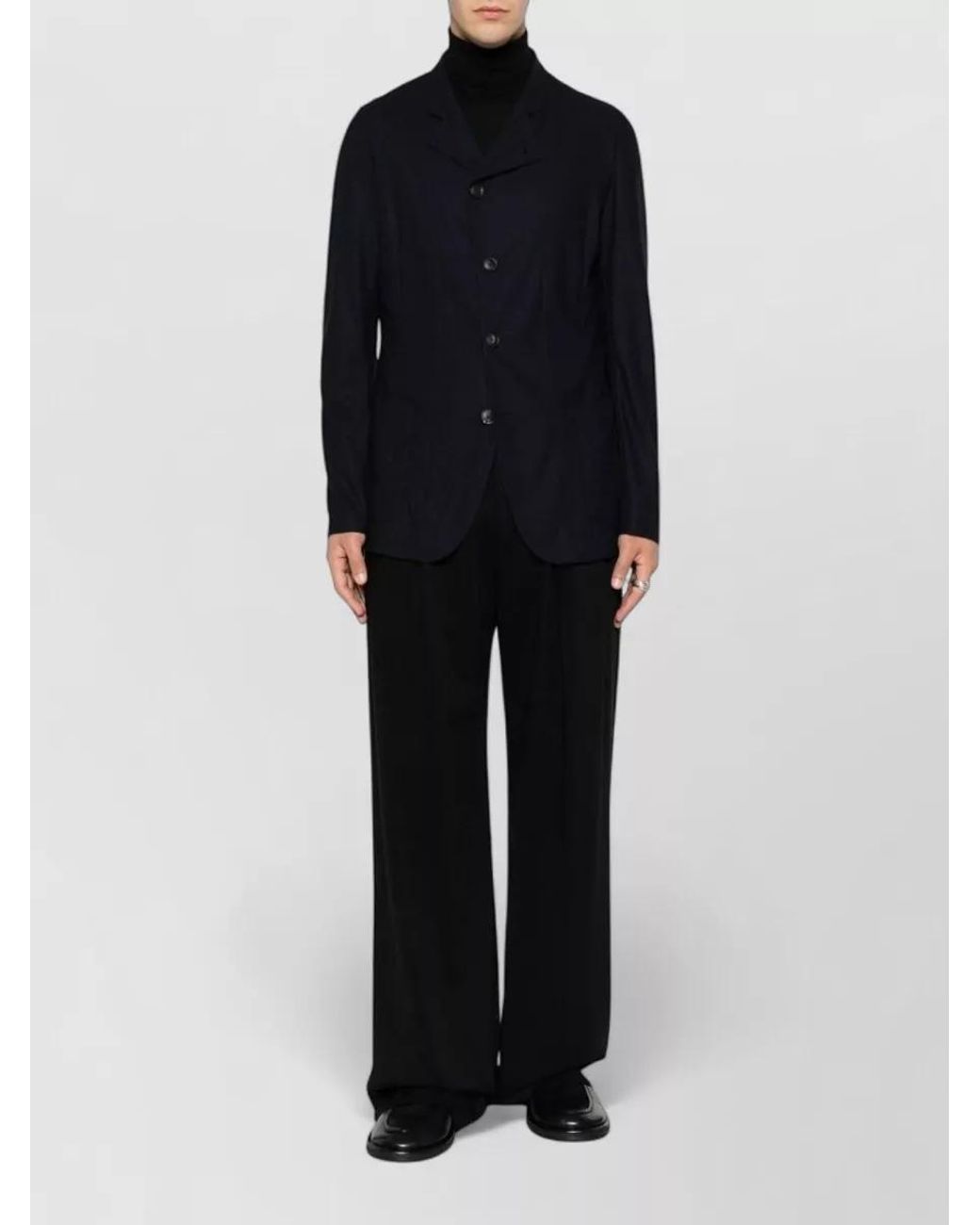 Emporio Armani Blue Virgin Wool Single Breasted Coat for men