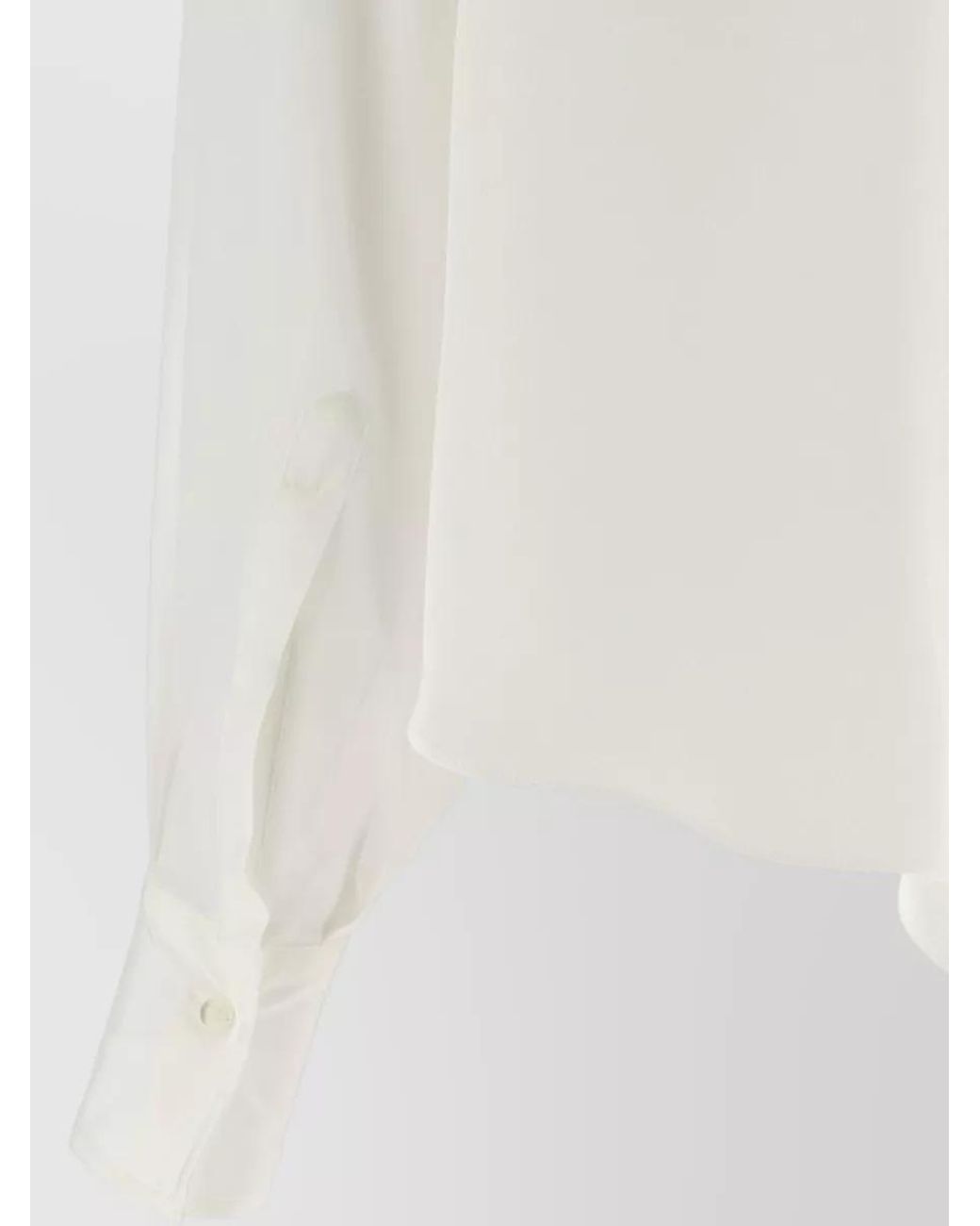Brunello Cucinelli White Silk Long-Sleeve Asymmetric Blouse