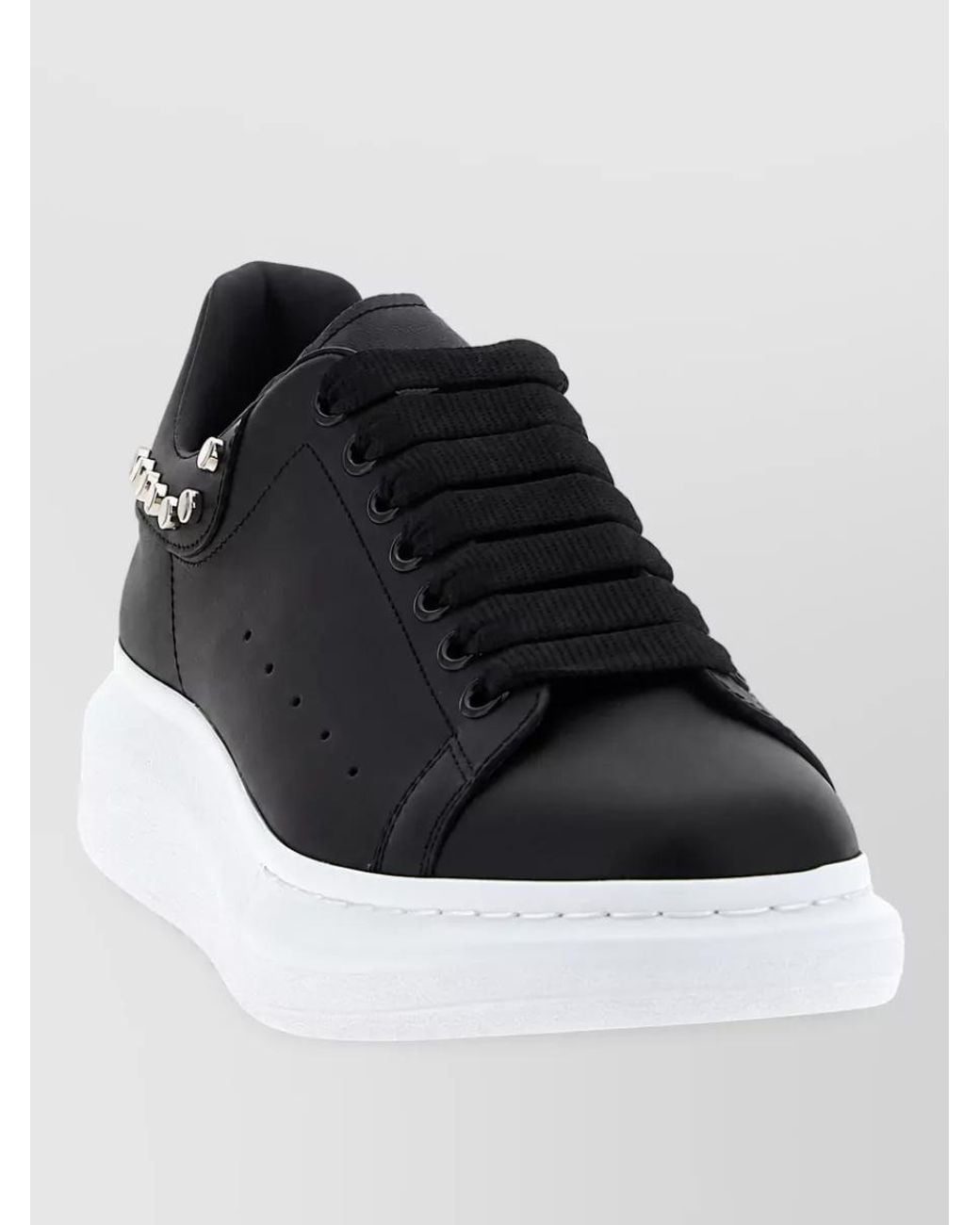 McQueen Black Leather Oversized Sole Low-Top Sneakers for men