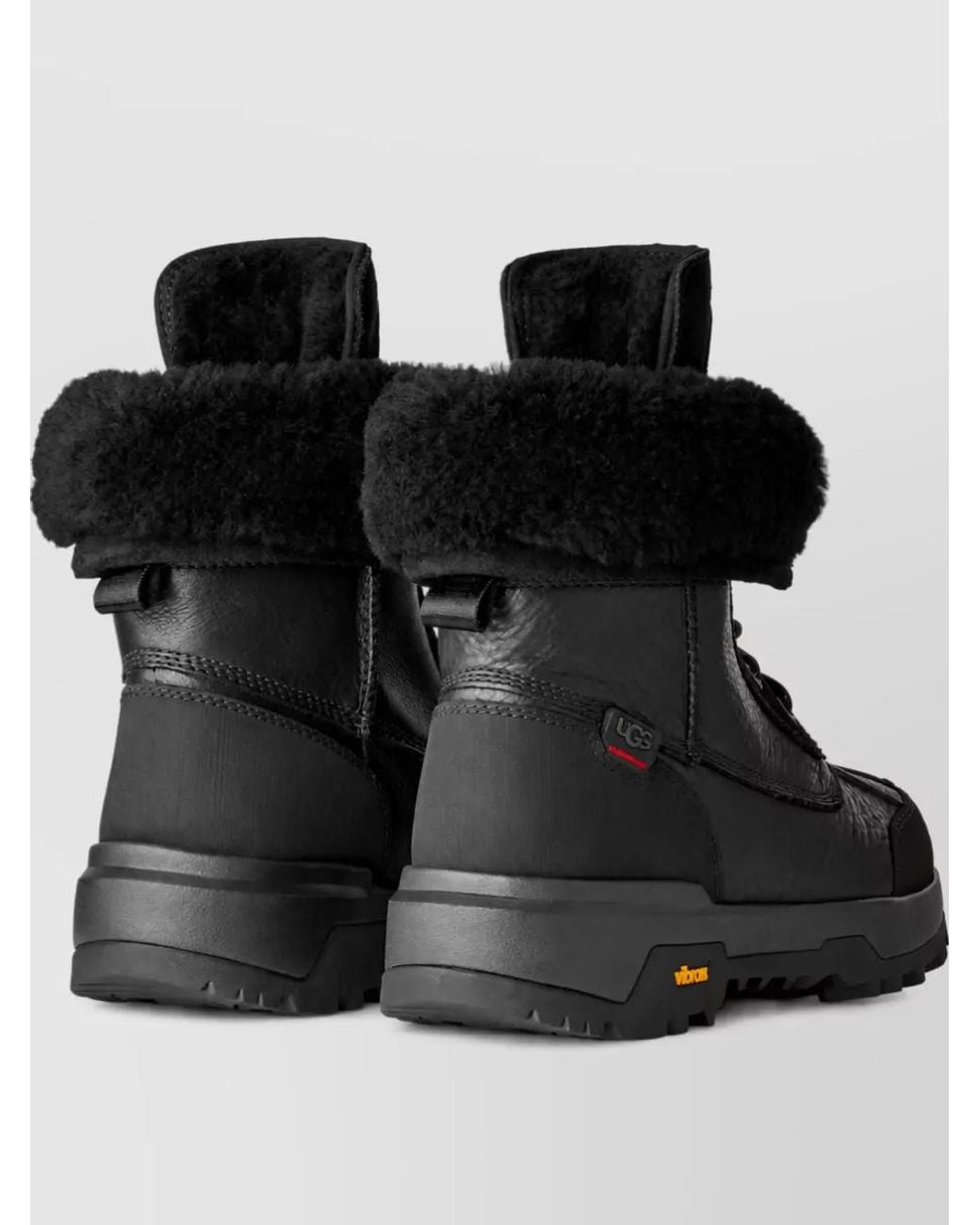 Ugg Black Leather Lace-Up Boots