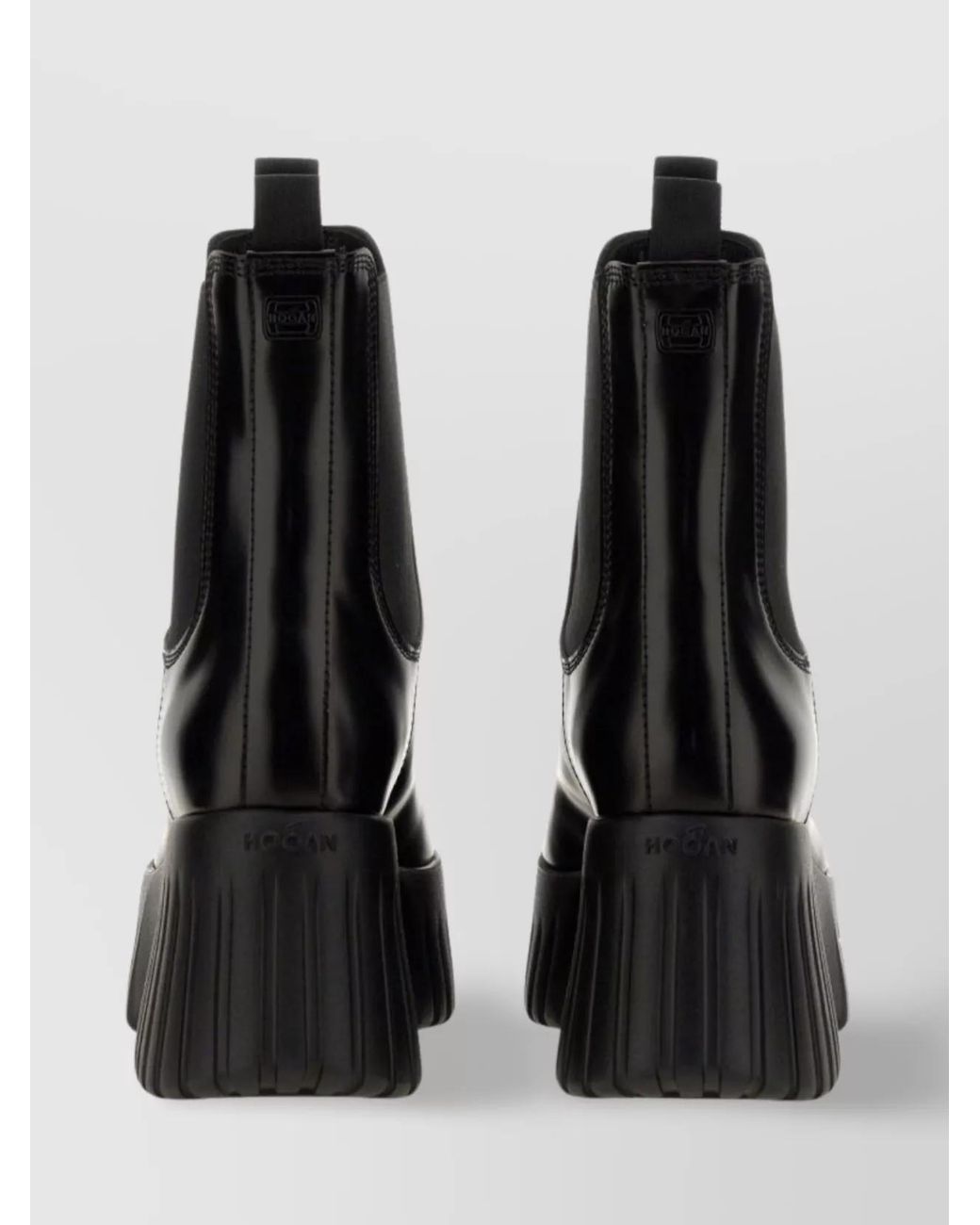Hogan Black Leather Wedge Chelsea Boots