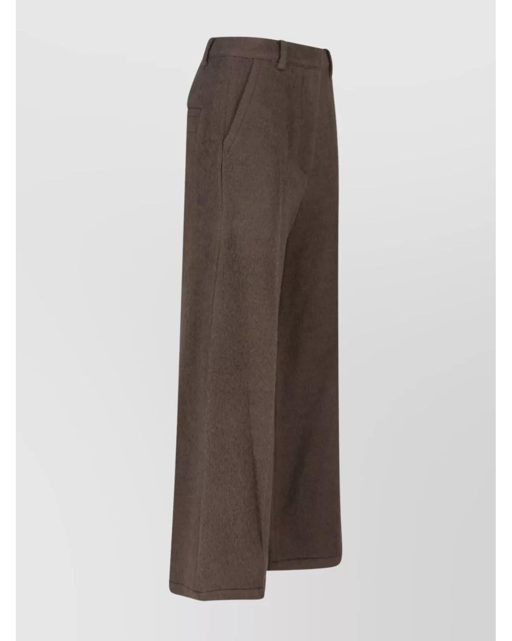 Low Classic Brown Wool Alpaca Wide-Leg Trousers