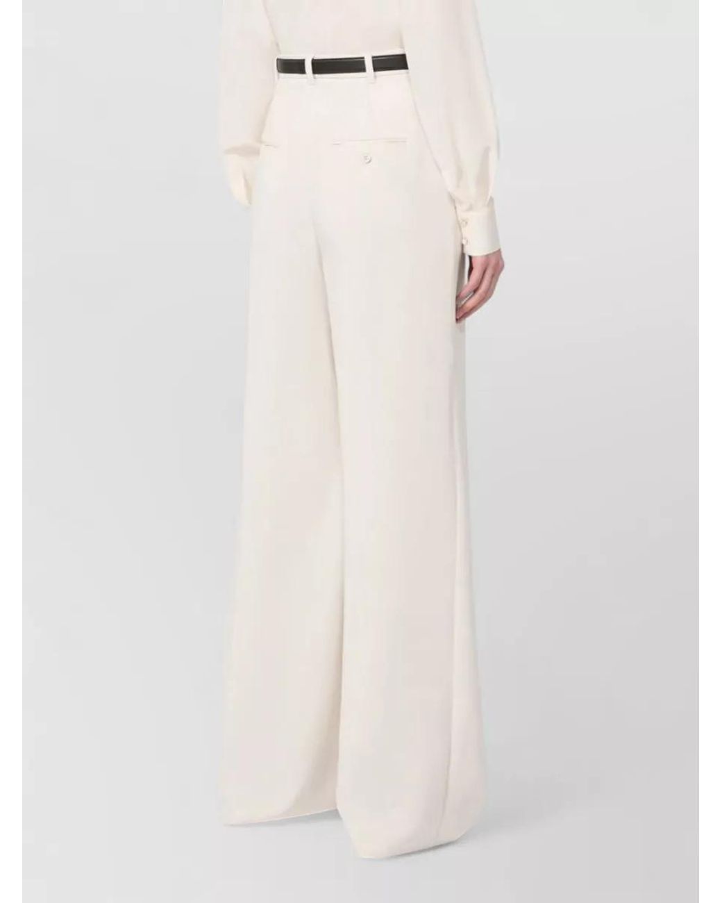 Max Mara White Wide-Leg Mid-Rise Trousers