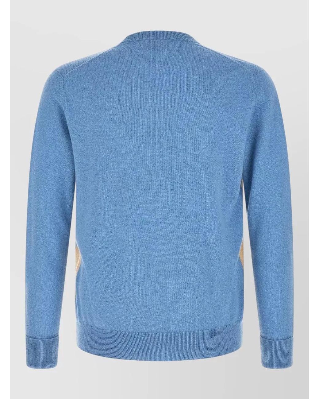 Ballantyne Blue Cashmere Regular-Fit V-Neck Diamond-Intarsia Jumper for men
