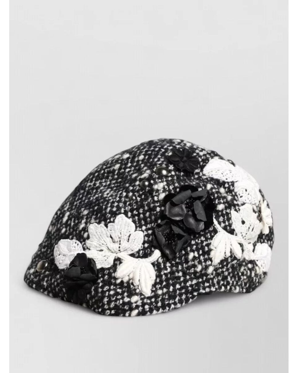 Dolce & Gabbana Gray Floral Appliqué Cloche Hat
