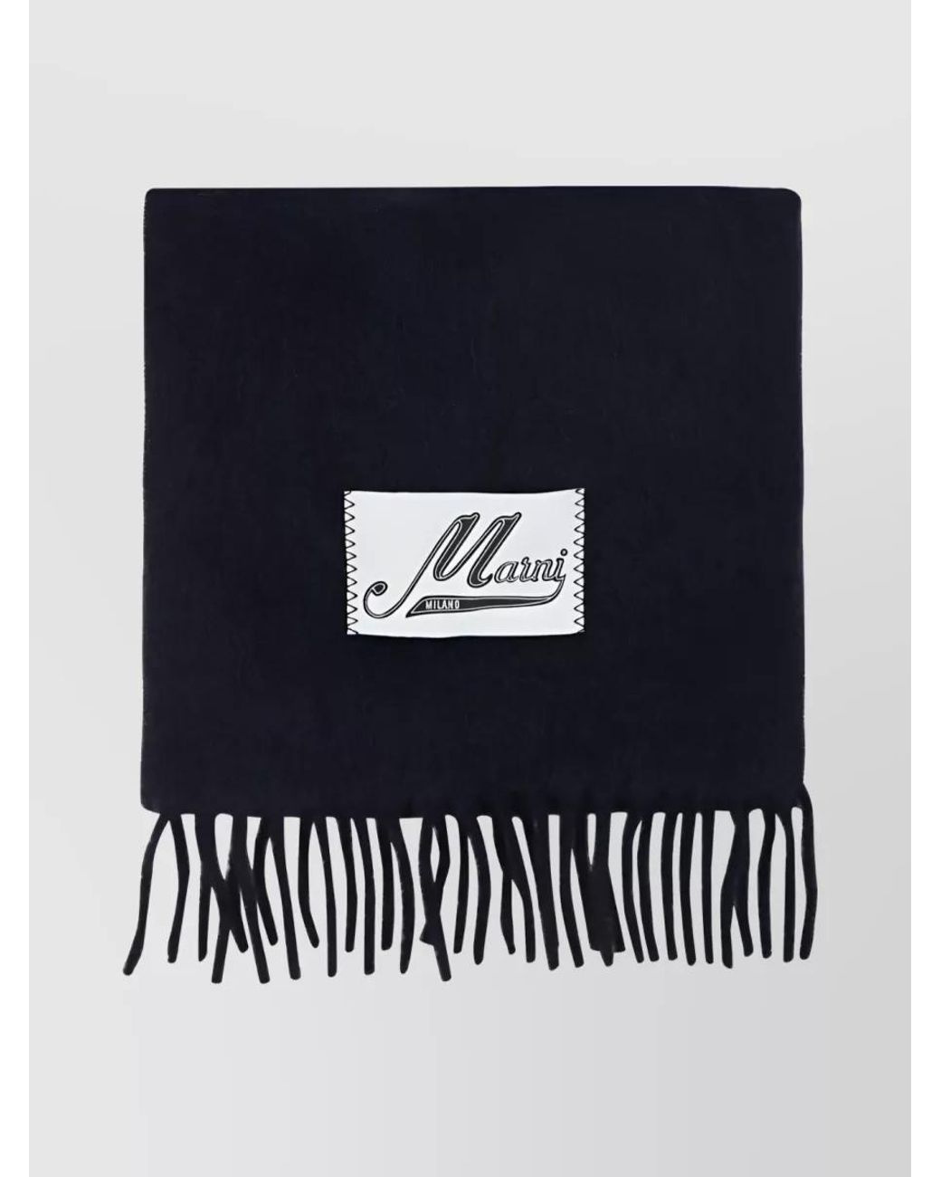 Marni Blue Alpaca-Blend Fringed Scarf