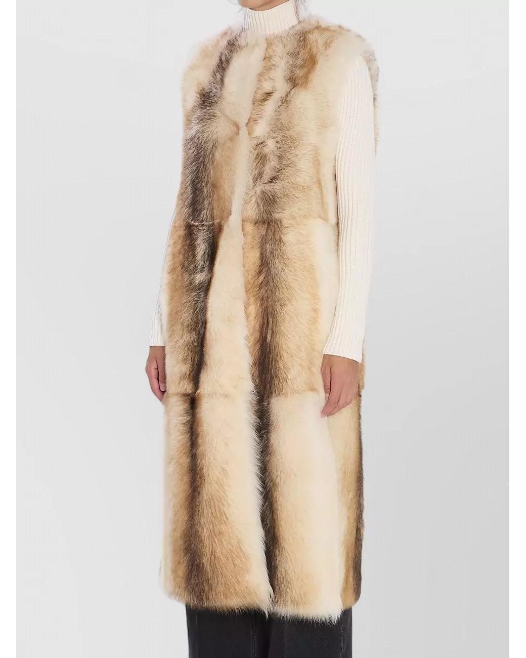 Yves Salomon Natural Lamb Fur Long Vest