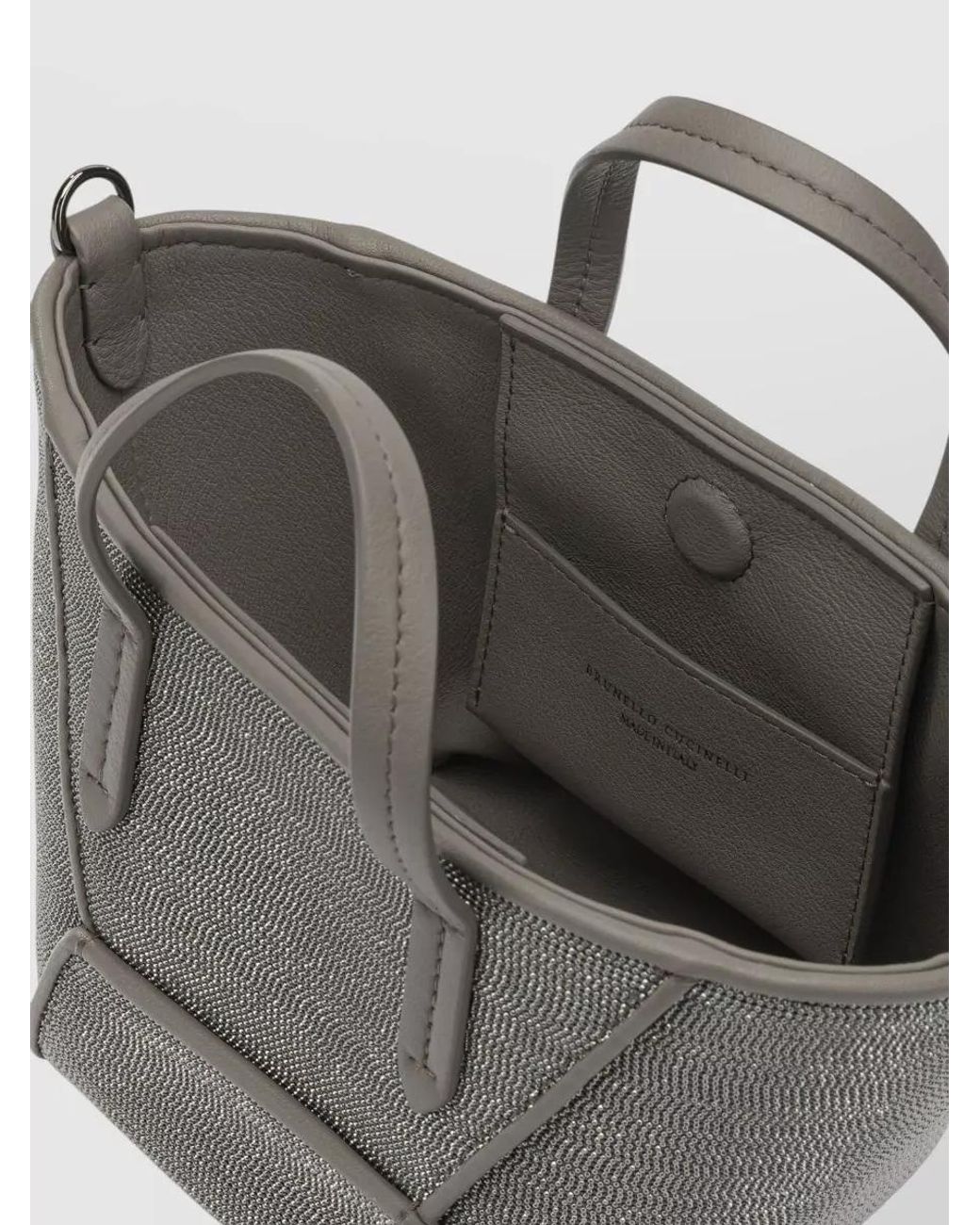 Brunello Cucinelli Gray Monili Mini Leather Shoulder Bag