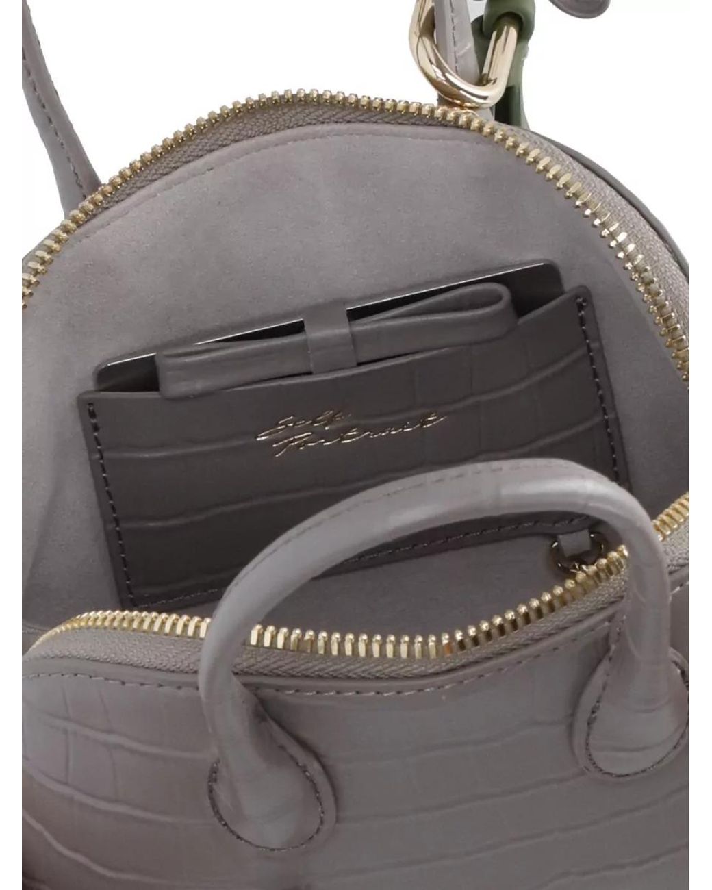 Self-Portrait Gray Diamante Leather Mini Bag
