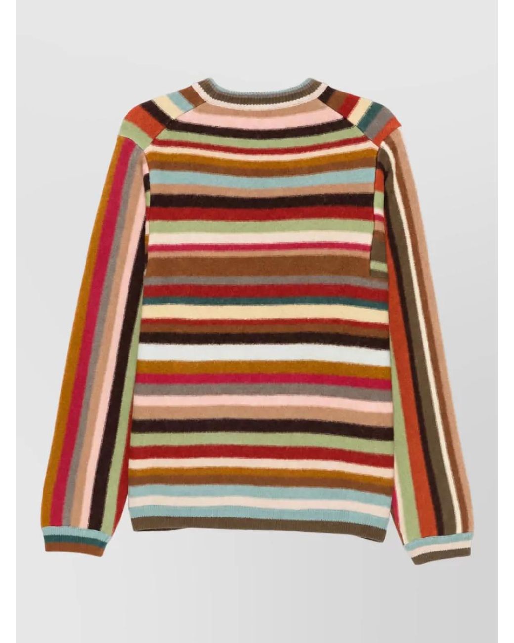 Paul Smith Red Merino Wool Striped V-Neck Long-Sleeve Sweater for men