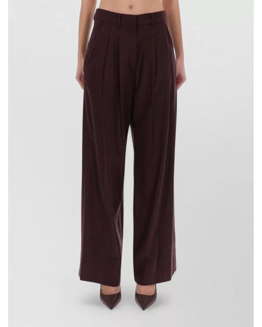 PT Torino Red Cashmere Wide-Leg Trousers