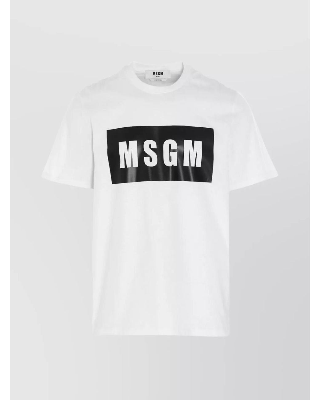 MSGM White Cotton Logo Print Short Sleeve T-Shirt for men