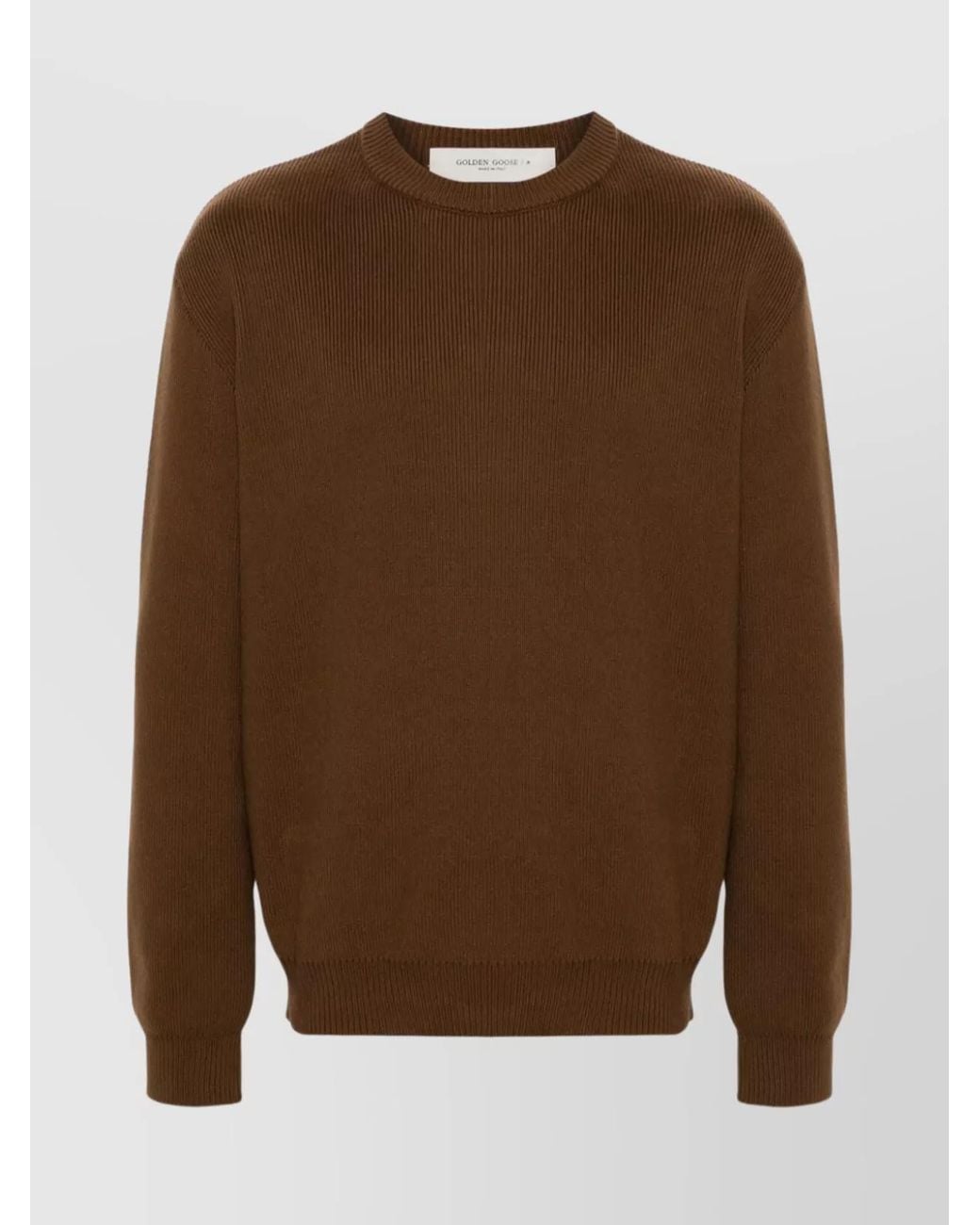 Golden Goose Deluxe Brand Brown Ribbed Knit Crewneck Sweater for men