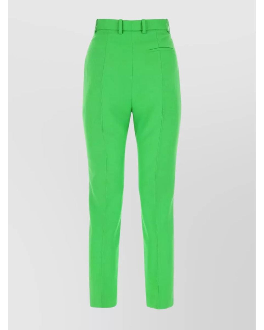 McQueen Green Wool Cigarette Tailored Trousers