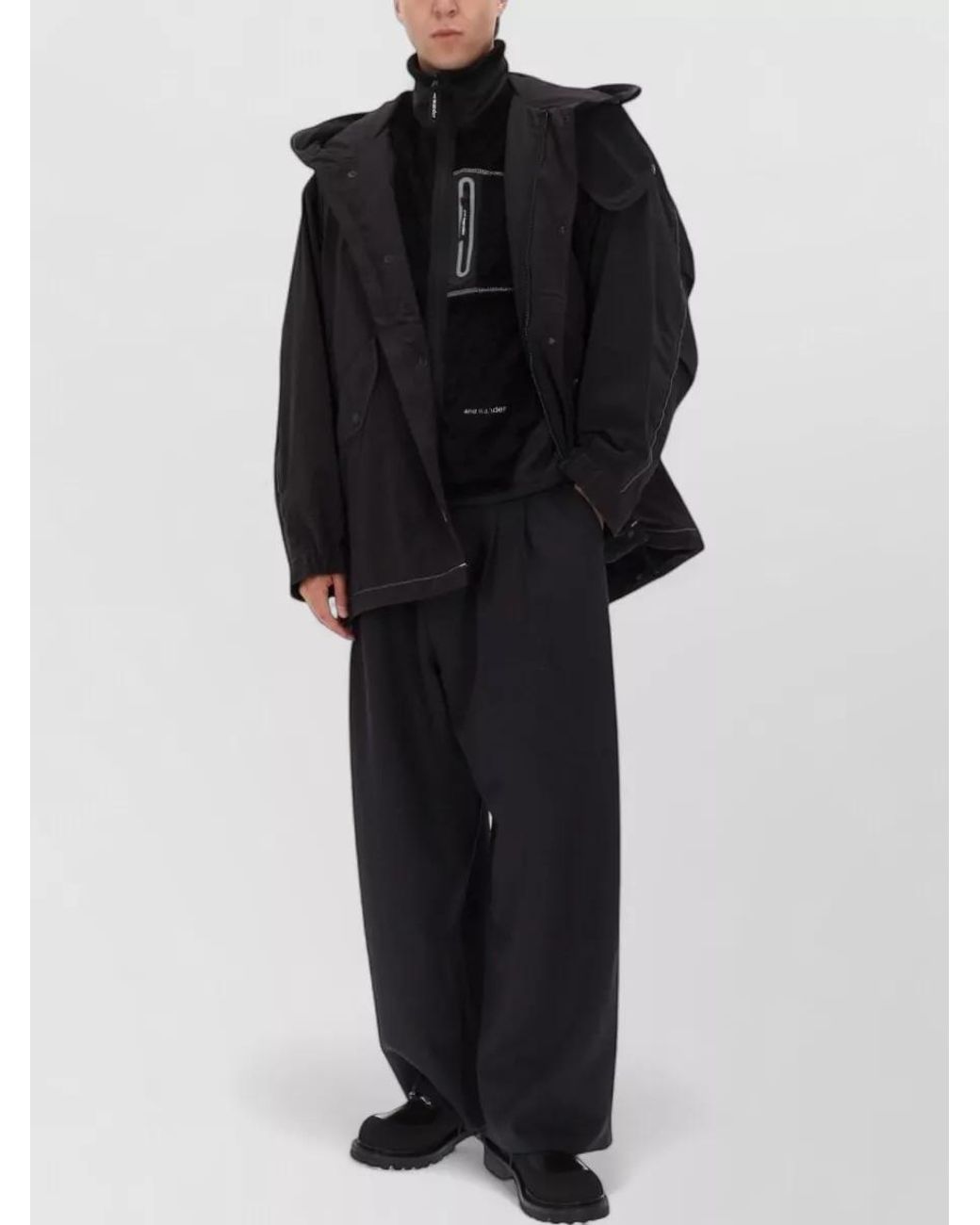 And Wander Black Fishtail Jacket for men