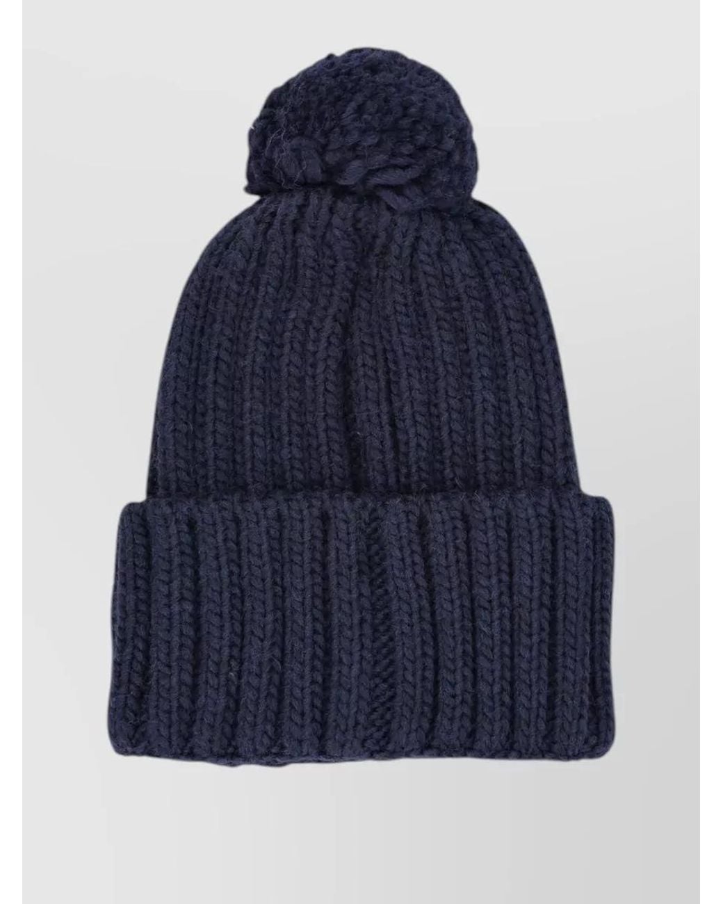 Napapijri Blue Ribbed Pom-Pom Beanie for men