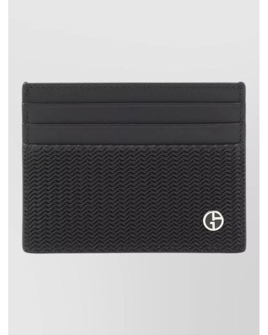 Giorgio Armani Black Textured Leather Card Holder for men