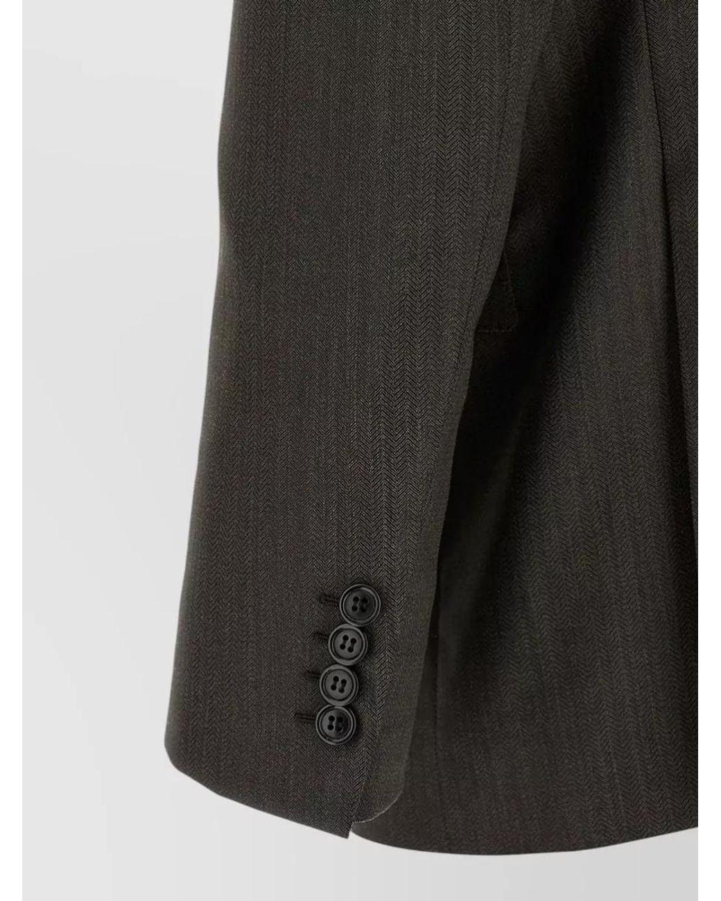 Brioni Black Wool Double Breasted Coat for men