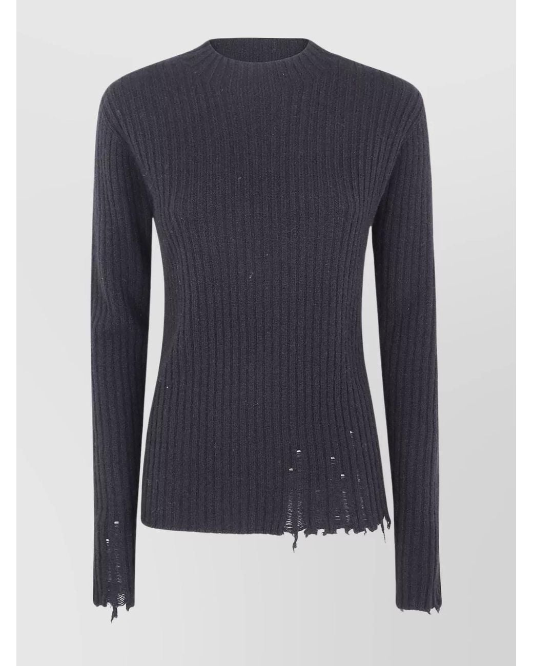 Uma Wang Blue Cashmere Ribbed Knitted Top