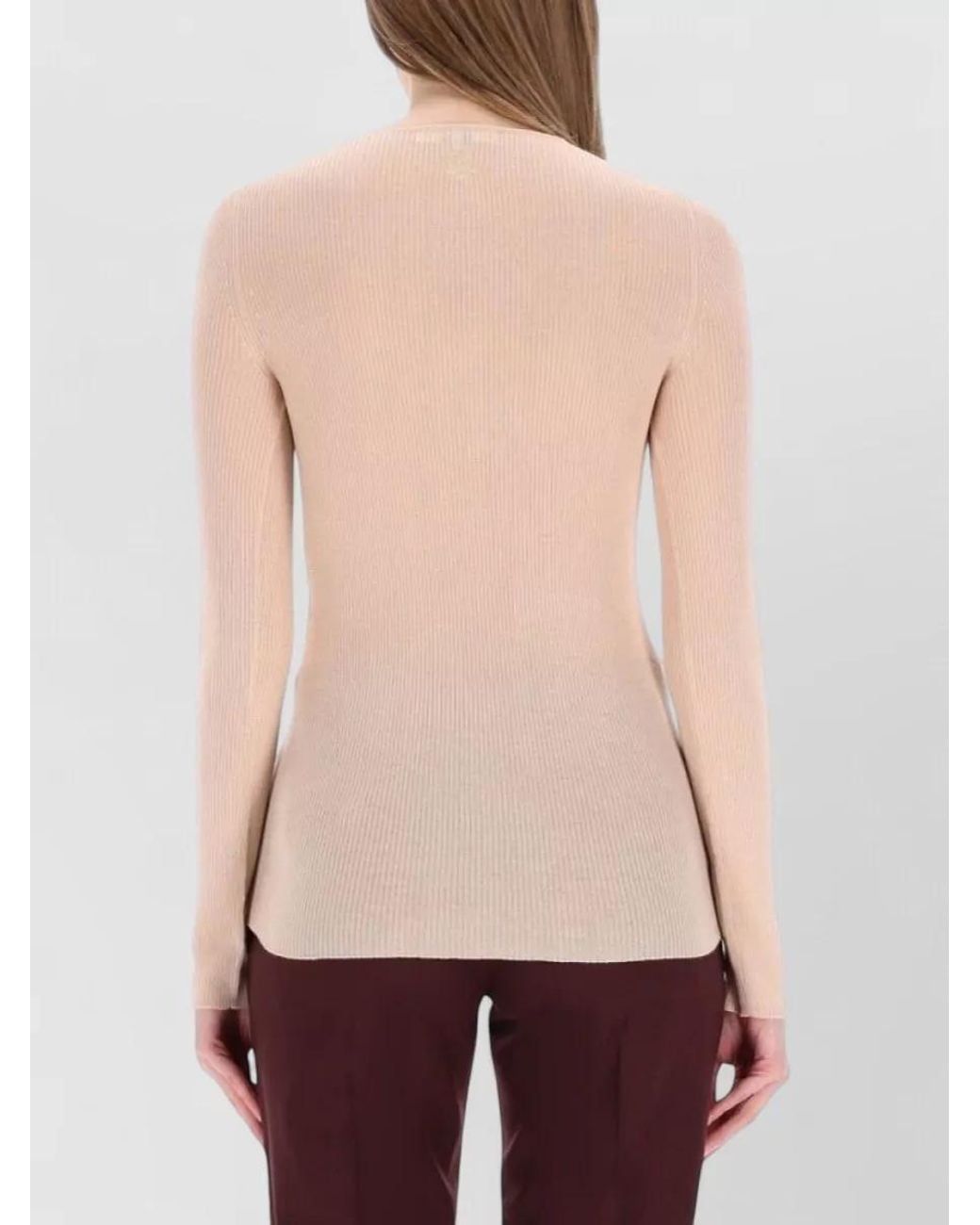 Chloé Natural Wool Ribbed Long-Sleeve Sweatshirt