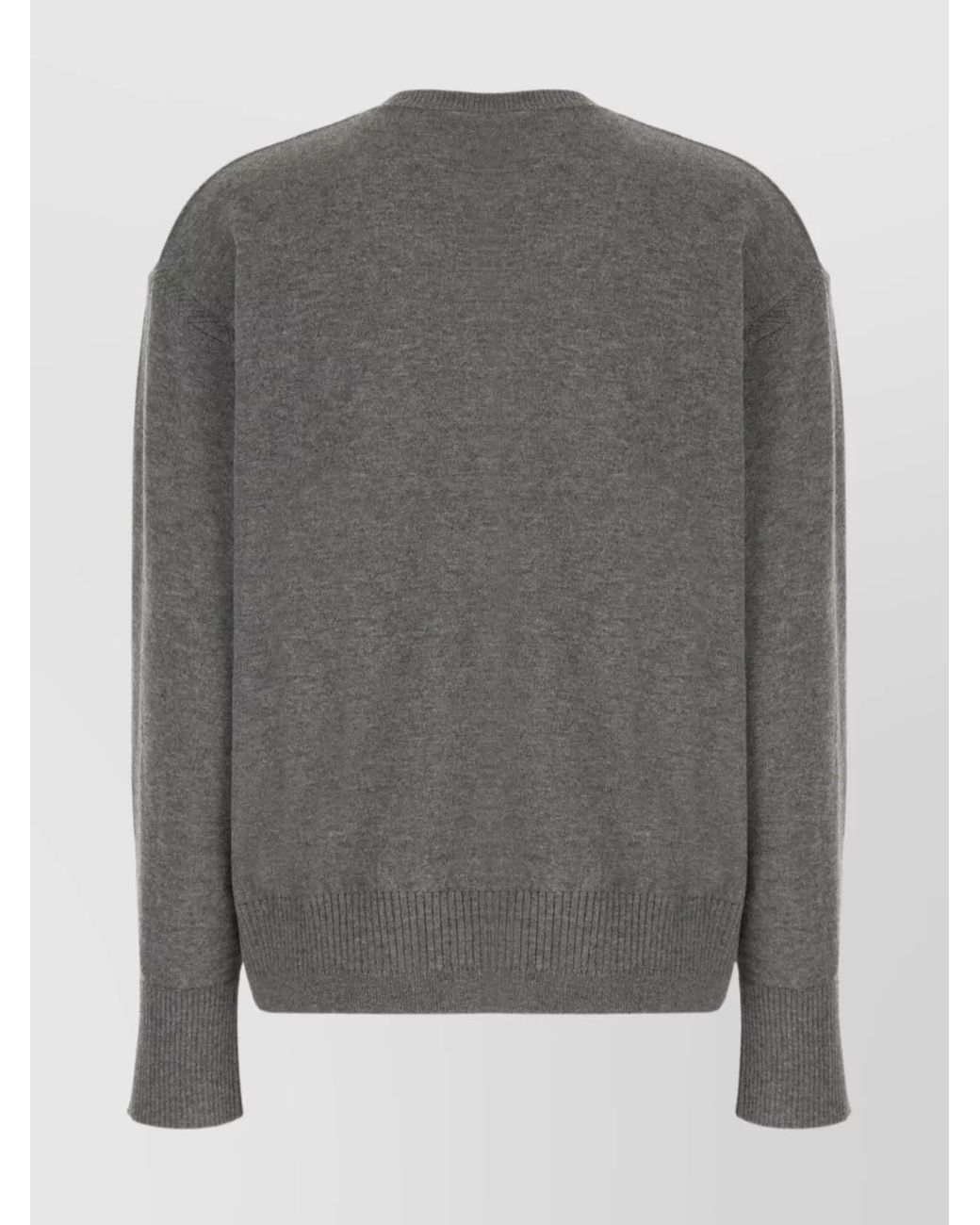 Stella McCartney Gray Virgin Wool Ribbed Crew-Neck Loose-Fit Jumper