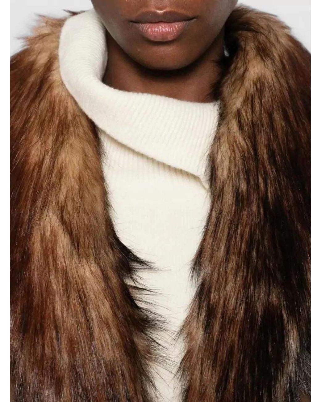MM6 by Maison Margiela Brown Faux Fur Collar Jacket
