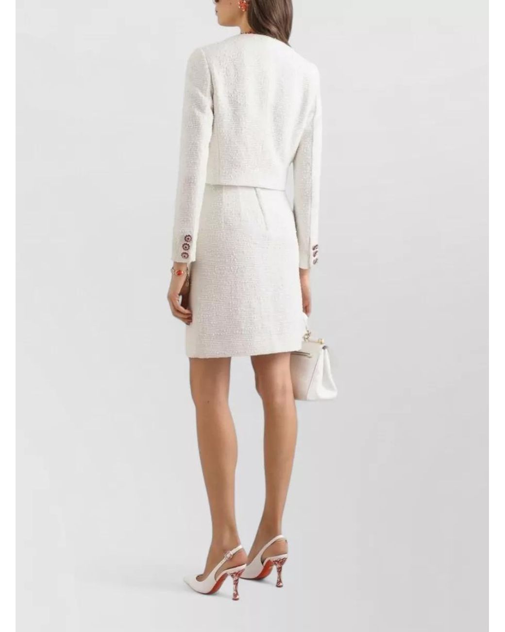 Dolce & Gabbana Natural Single-Breasted Tweed Jacket