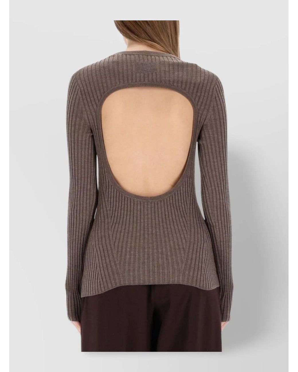 Helmut Lang Multicolor Ribbed Wool Open Back Top