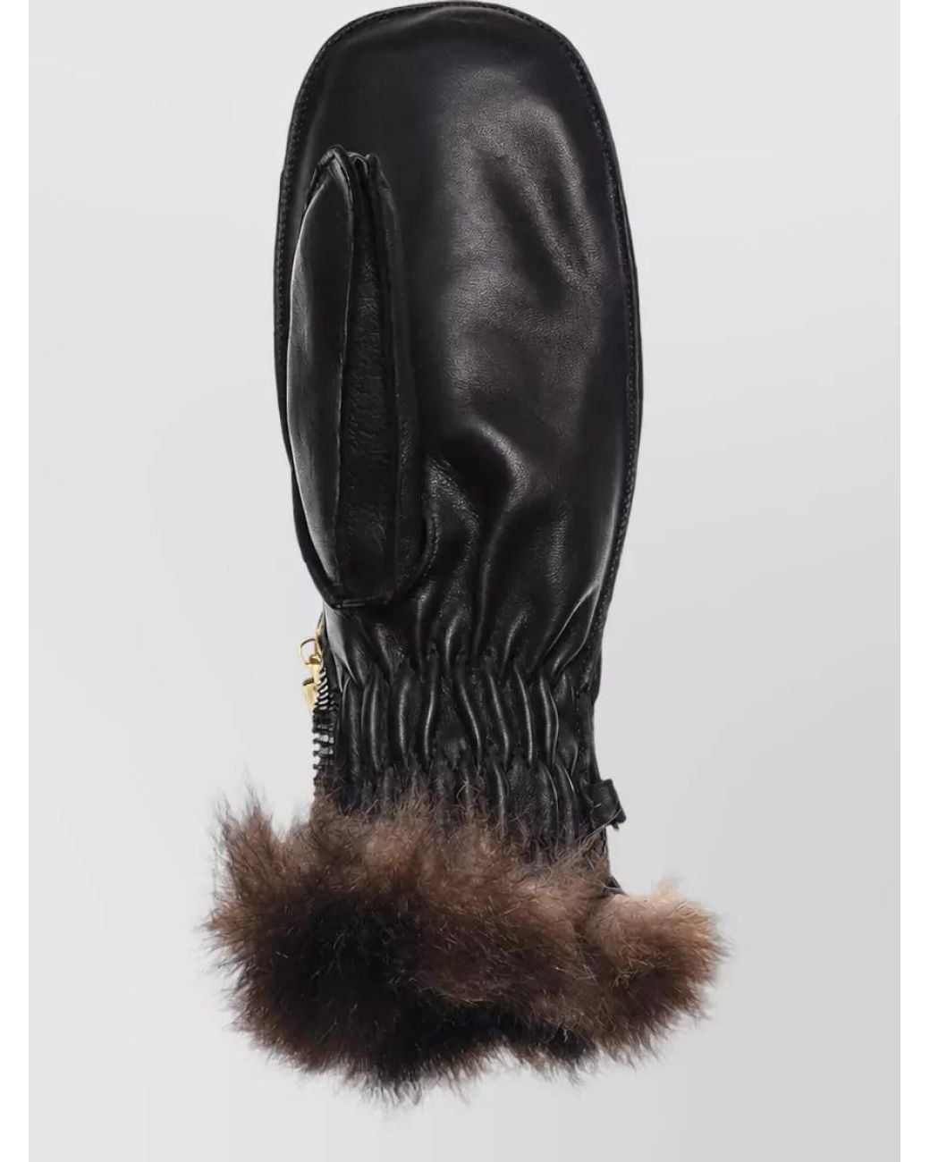 Restelli Black Leather Mittens