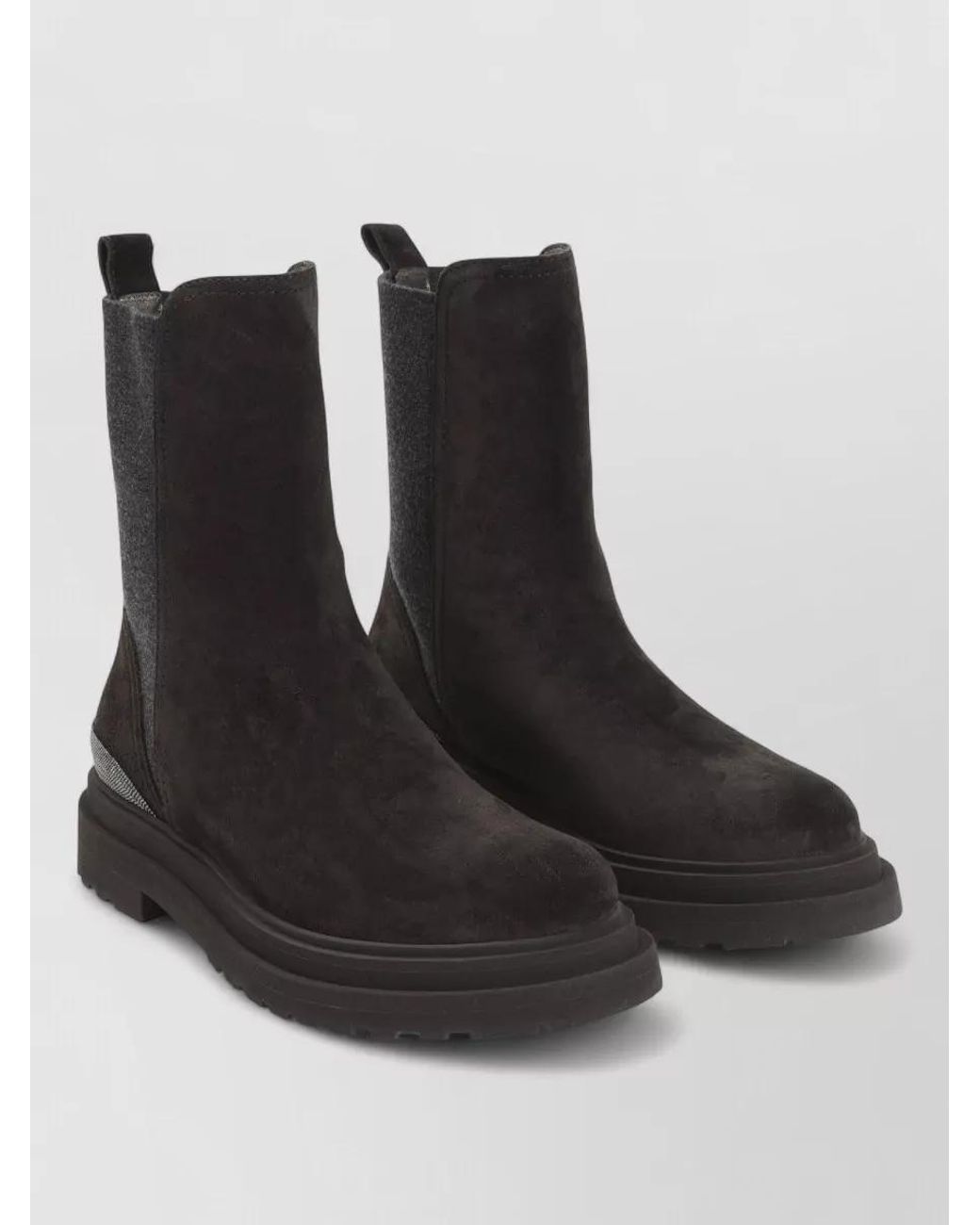 Brunello Cucinelli Black Suede Chelsea Boots
