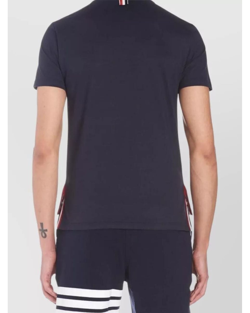 Thom Browne Blue Cotton Jersey Pocket T-Shirt for men