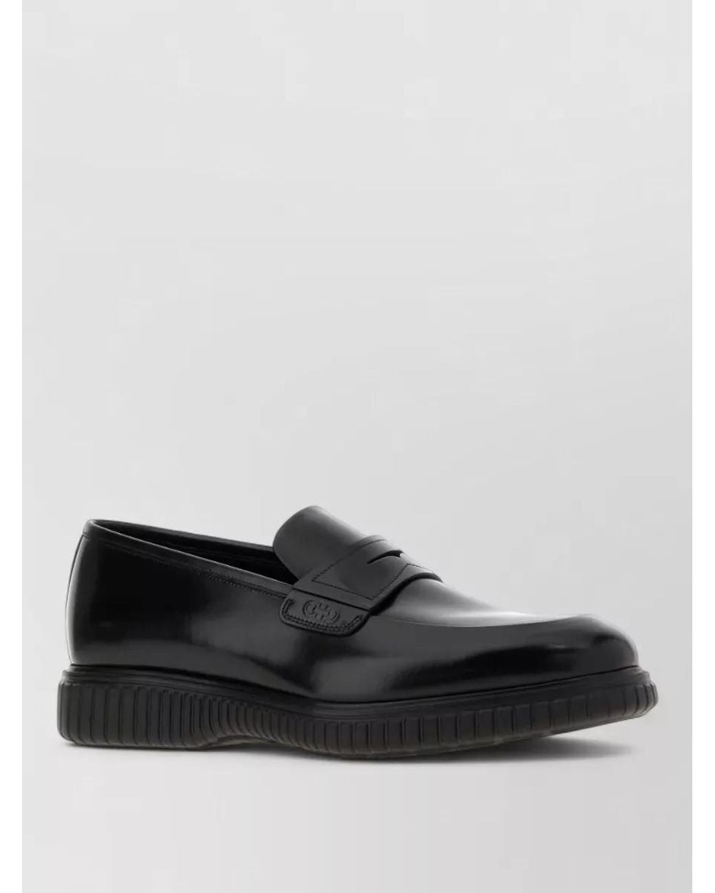 Ferragamo Black Leather Loafers for men