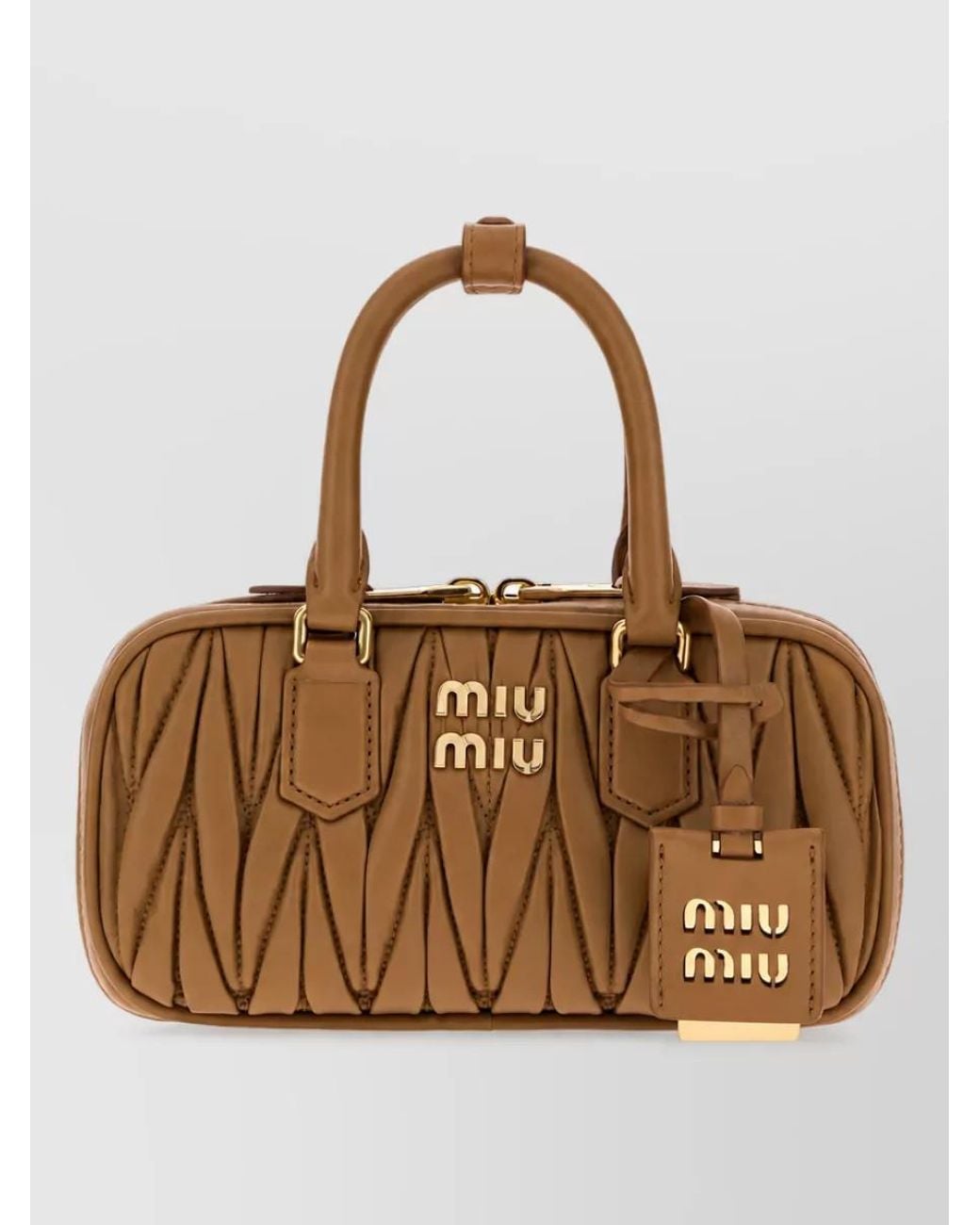 Miu Miu Brown Arcadie Nappa Leather Clutch Bag