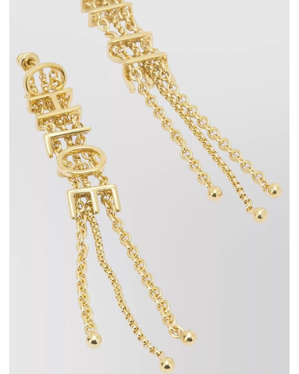Chloé Metallic Brass Chain-Link Drop Earrings