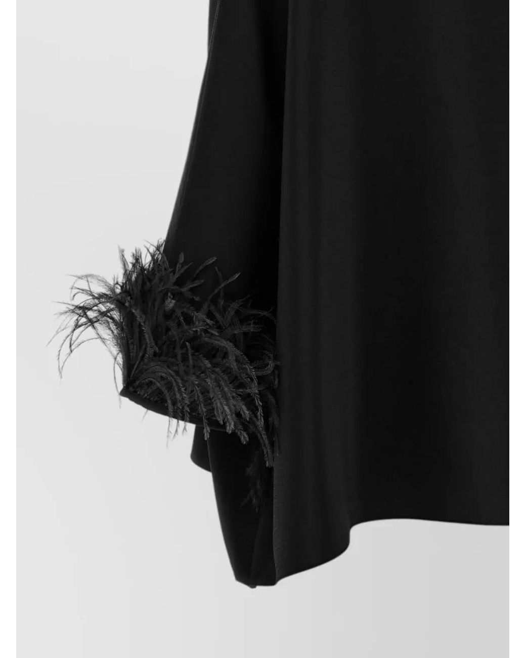 Gianluca Capannolo Black Feather-Trim Boat Neck 3/4-Sleeve Blouse