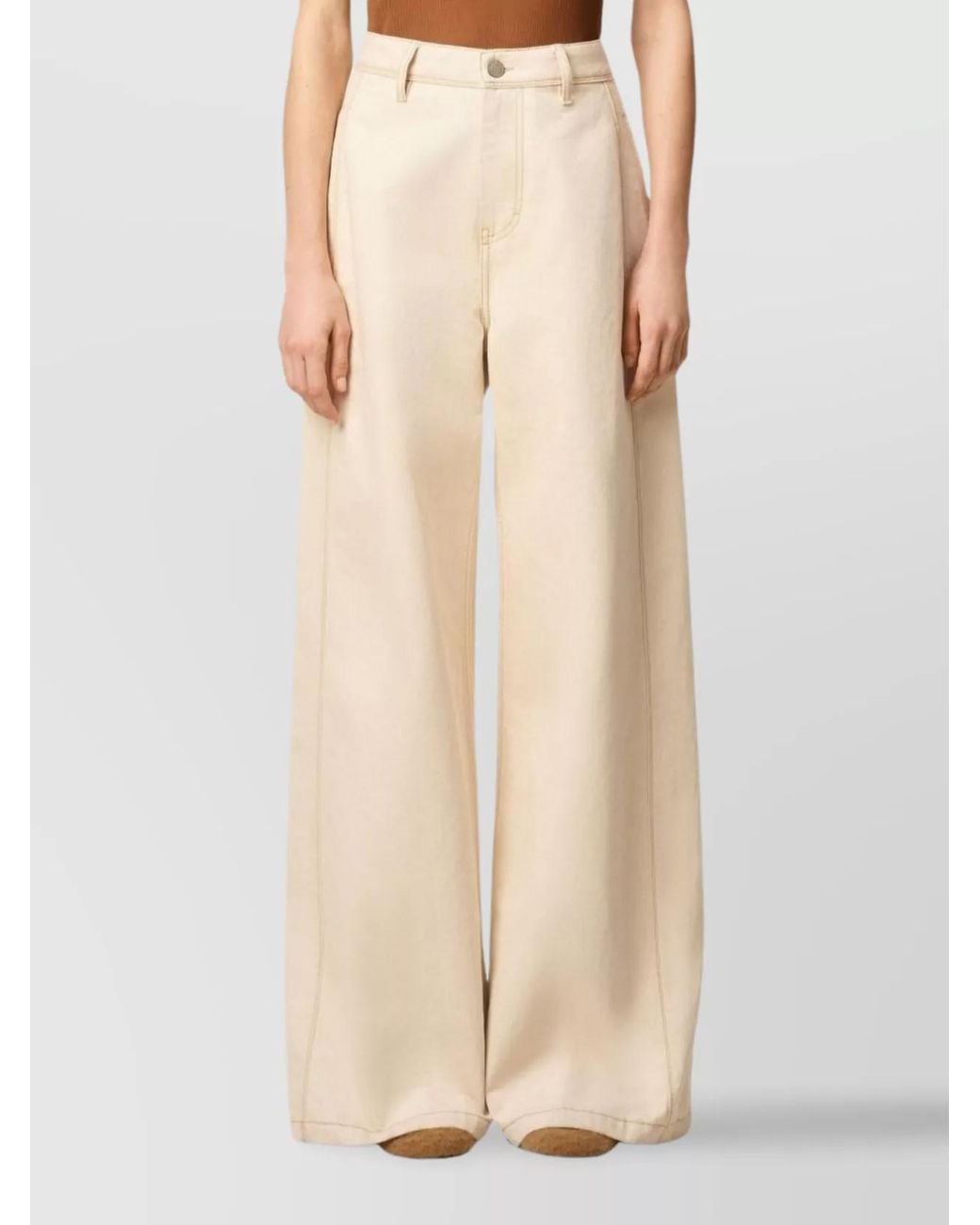 AMI Natural Denim Wide-Leg Jeans