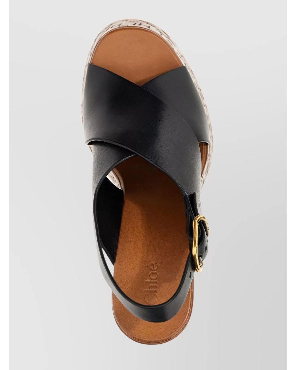 Chloé Brown Leather Wedge Sandals
